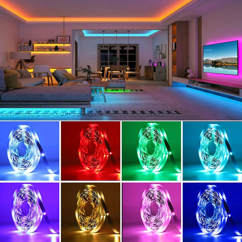 Luzes led  rgb 5m 10m 20m 30m  luz da sala com controle de aplicativo fita flexível luzes fita led para a decoração do quarto da sala