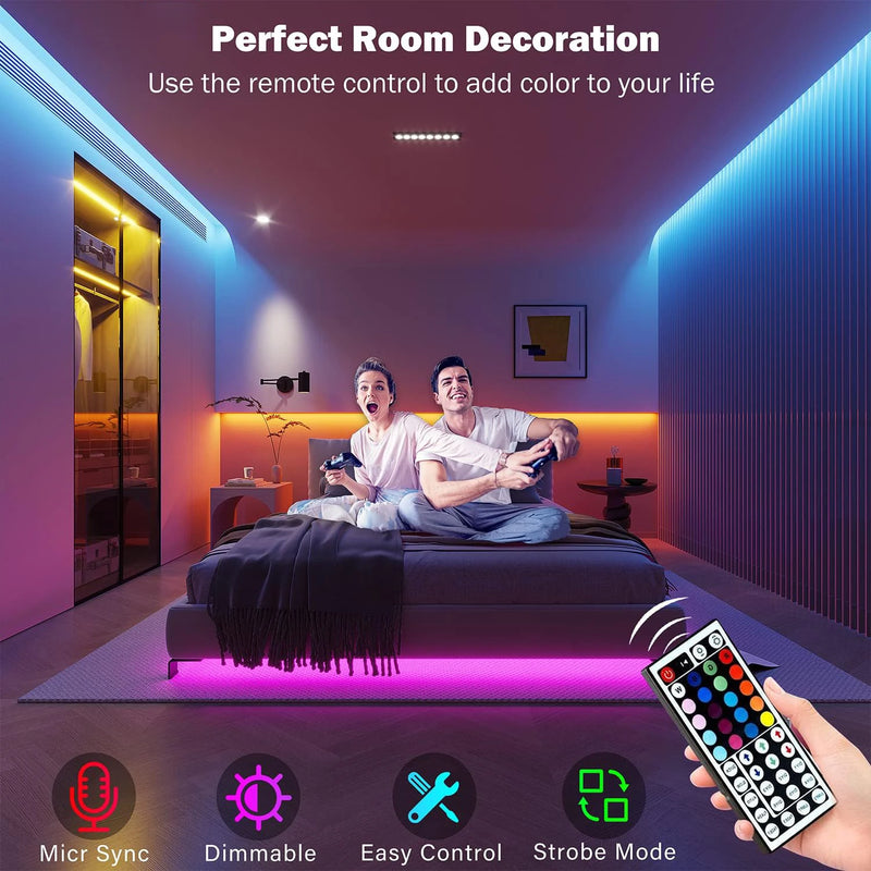 Luzes led  rgb 5m 10m 20m 30m  luz da sala com controle de aplicativo fita flexível luzes fita led para a decoração do quarto da sala